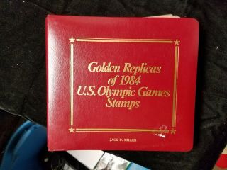 First Day Issue Golden Replicas Of 1984 U.  S.  Olympic Games Stamps 22k W/ Binder