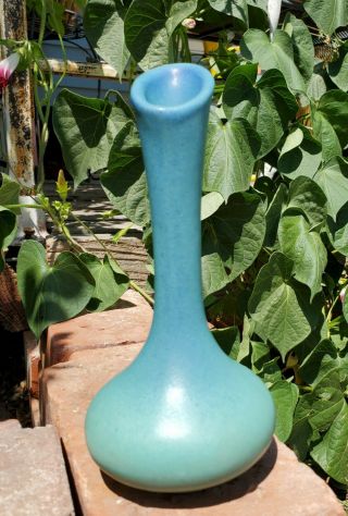 Van Briggle Art Pottery Blue Green Bud Vase Signed J