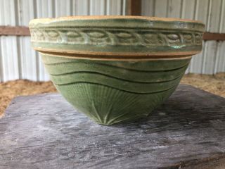 Vintage Probably Mccoy Pottery Bowl 1920s Green Pine Branch Design