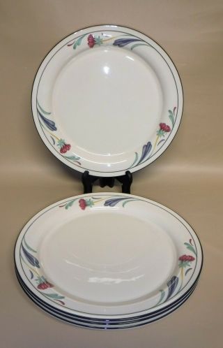 Lenox Poppies On Blue 10 3/4 " Dinner Plates Set Of 4