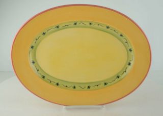 Pfaltzgraff Pistoulet Yellow Oval Platter 12 " Colorful Hand - Painted