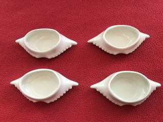 Vintage Set Of 4 Hall 232 Made In The Usa Seafood Deviled Crab Dish Dip White
