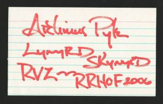 Artimus Pyle Authentic Autographed Signed Lynyrd Skynyrd Rrhof 3x5 Index Card