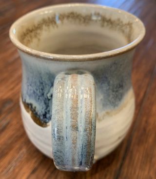 Artisan Studio HandMade Brown Blue Drip Glaze Signed Ceramic Coffee Tea Cup Mug 2