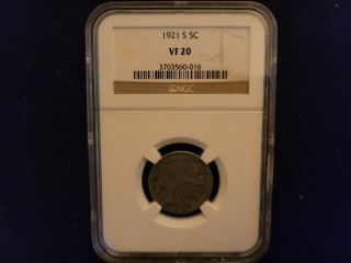 1921 S Indian Head Buffalo Nickel Ngc Vf 20