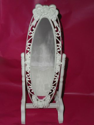Shabby Chic Style Cottage Rose Oval Floor Mirror For Barbie Skipper Dolls