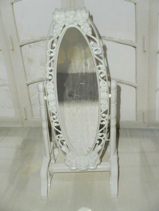 SHABBY CHIC STYLE COTTAGE ROSE OVAL FLOOR MIRROR FOR BARBIE SKIPPER DOLLS 3