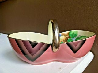 1930 ' s Noritake Porcelain Art Deco Hand Painted Peanut Serving Bowl Dish Japan 2