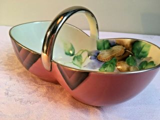 1930 ' s Noritake Porcelain Art Deco Hand Painted Peanut Serving Bowl Dish Japan 3
