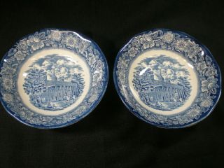 Staffordshire China England Liberty Blue Set 2 Cereal Bowls