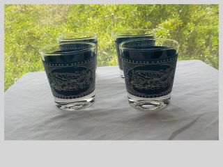 4 Vintage Royal China Currier And Ives Old Fashioned Tumblers
