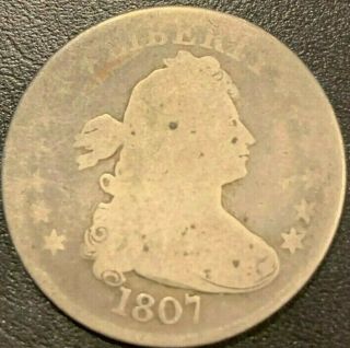 1807 Draped Bust Quarter Circulated Early Silver Historic 25c Coin