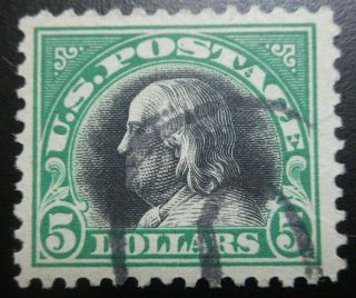U.  S.  Stamps:scott 534,  $5.  00,  Green & Black,  Type Of Wash.  - Frank. ,  Issue Of 1919