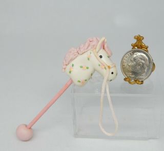Vintage Clay Hobby Horse Nursery Toy Artisan Dollhouse Miniature 1:12