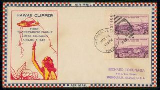 Mayfairstamps Us First Flight Cover 1938 Honolulu Hawaii Clipper Trans Pacific W