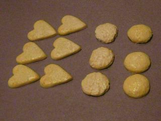 12 Faux Mini Sugar Cookies Hearts Snickerdoodles Polymer 18 " Doll Size 4b5