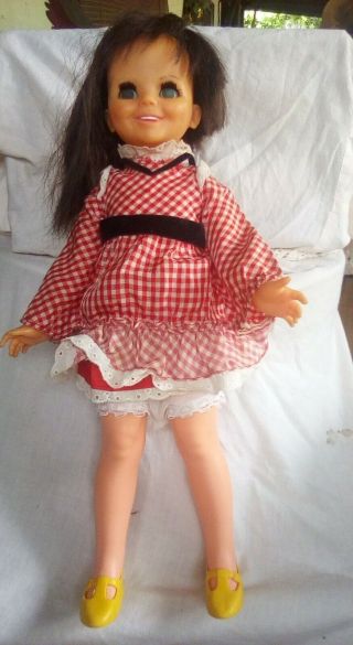 Vintage 1970 Ideal Toy Corp.  15 Inch Burnette Grow Hair Doll