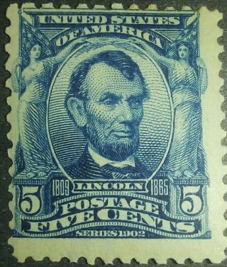 Travelstamps: 1902 - 03 Us Stamps Scott 304 Lincoln,  Og,  Mnh,  5 Cent