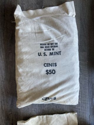 1980 P Uncirculated Penny Cent Canvas Bank Bag 5000 Coins $50 Face Copper