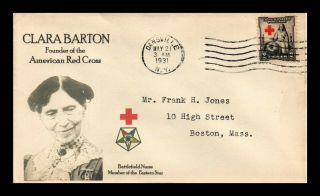 Dr Jim Stamps Us Red Cross Clara Barton Unsealed Fdc Cover Scott 702