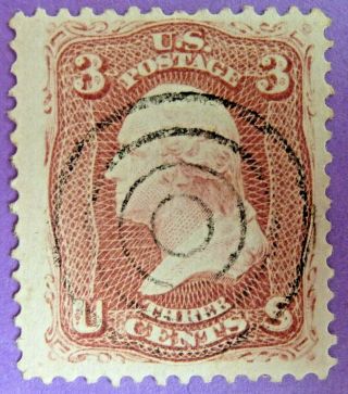 Us Stamp Sc 65,  Washington 3 Cent,  Fancy Target Cancel,  1861,  Jumbo