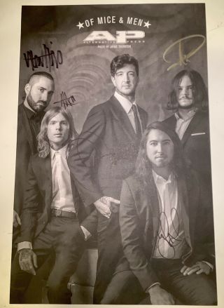 Of Mice And Men & Band Signed Autograph Poster 11 X 17 Alternative Press