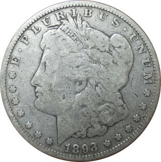 Key Date 1893 - O Morgan Silver Dollar Fine Details - Bce