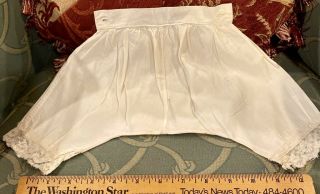 436 Antique White Cotton Pantaloons For Antique Or Early Bisque Doll