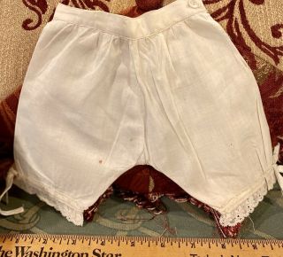 435 Antique White Cotton Pantaloons For Antique Or Early Bisque Doll