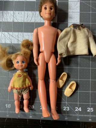 Vintage 1973 Mattel Sunshine Family Dolls Dad & Girl 1977 Steve