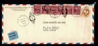 Dr Who 1940 Indianapolis In Prexie Uprated Airmail Stationery To France F37850