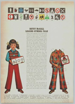 1972 Mccalls Paper Dolls Betsy Mccall Learns About Symbol Talk Print Ad