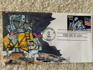 U.  S.  2842 - $9.  95 - 25th Anniversary Of Moon Landing - Set Of 2 Colorful Fdcs