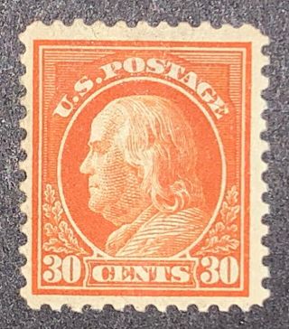 Travelstamps: 1917 - 1919 Us Stamps Scott 516 30c Franklin Orange Red Ogh