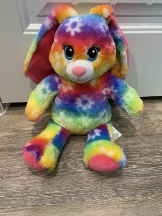 Build A Bear Rainbow Tye Dye Bunny Rabbit Easter 16 " Plush Stuffed Animal