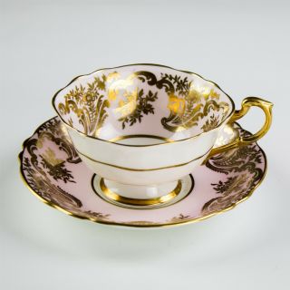 Vintage Paragon England Flower Pink Gold Gilt Rim Porcelain Teacup Saucer Nr Sam