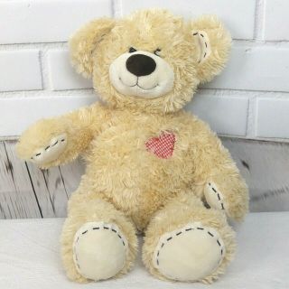 Build A Bear Champ Teddy Red White Gingham Heart Topstitch Plush Stuffed Animal