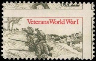 Us Sc 2154 Var Og Nh { " 2 - Ways " Misperf Error) 22c Veterans World War I