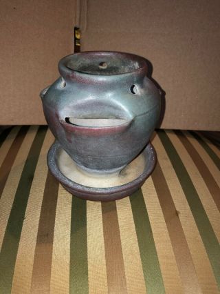 Wj Gordy Ga.  Art Pottery Gun Metal Green Red Vase Pottery