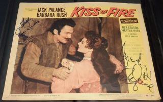 Jack Palance & Rex Reason - " Kiss Of Fire " Lobby Card (1955) - Signed By Both