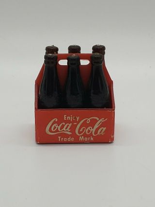 Vintage Dollhouse Miniature Coca - Cola Coke 6 - Pack Bottles