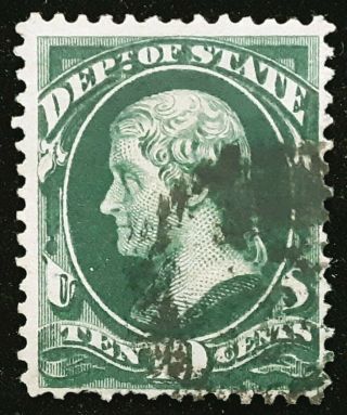 Us Official Stamp 1873 10c State Jefferson Scott O62