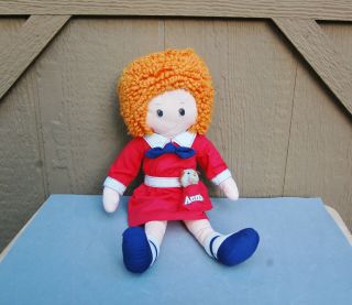 Little Orphan Annie & Sandy Dog Cloth Doll Knickerbocker 1982 15 " Sits 9 1/2 "