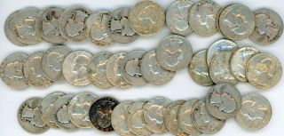 Washington Quarters (1932 - 1964) 90 Silver Mixed Dates - $10.  Face Value
