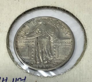 1917 - P 25c Type 1 Standing Liberty Silver Quarter Full Head Scarce