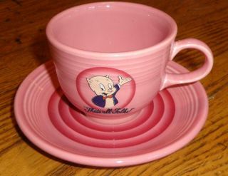 Fiestaware Looney Tunes Porky Pig Cup & Saucer Warner Bros Fiesta