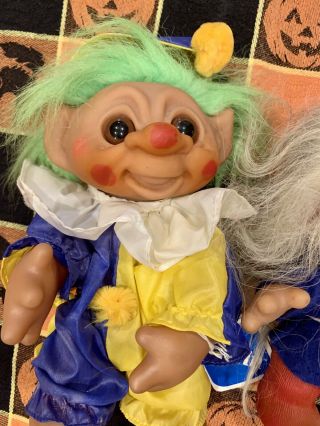 NORFIN DAM Vintage Clown Troll Doll,  And Troll With Tag 1980s 2
