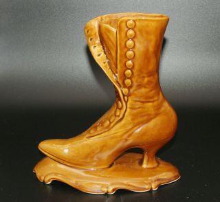 Vintage Victorian Brown Boot - Vase - Calif.  U.  S.  A.  1224 Ceramic