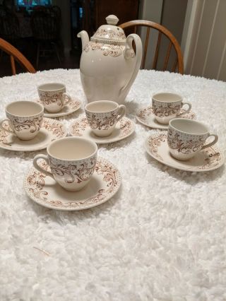 Rare Vintage Brierley Alfred Meakin England Royal Semi Porcelain Tea Set 13.