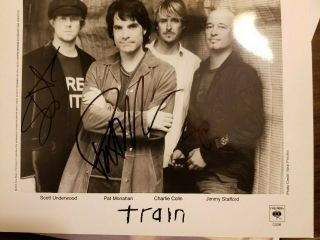 Train Band Signed Photo - Pat Monahan,  Scott Underwood,  Jimmy Stafford